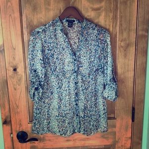 Anthropologie Timing Sheer floral blouse size L